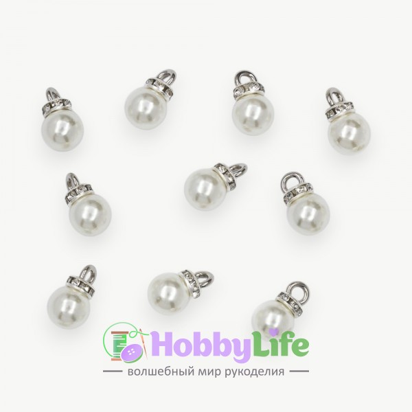 Подвеска с бусиной 8 мм (1 шт), серебро