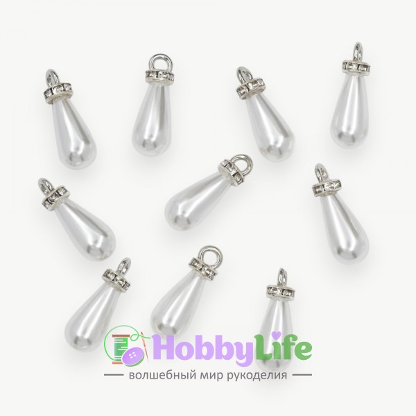 Подвеска с бусиной 6*10 мм (1 шт), серебро