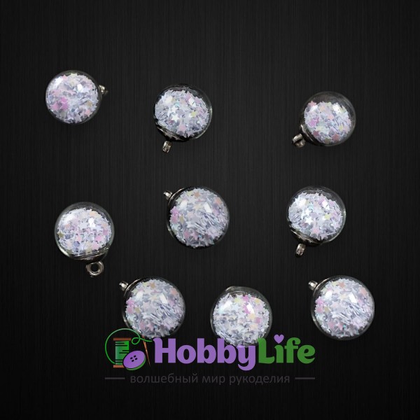 Подвеска шарик с наполнителем "Звездочка" 15 мм (1 шт), белый