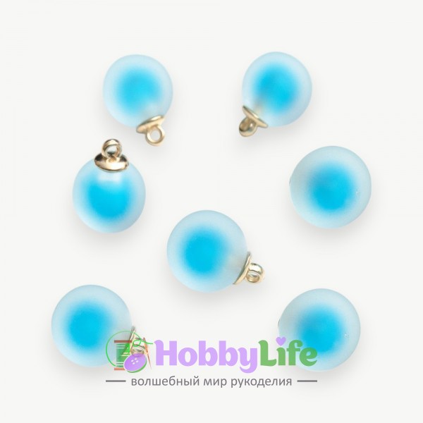 Подвеска шарик матовый 16 мм (1 шт), голубой