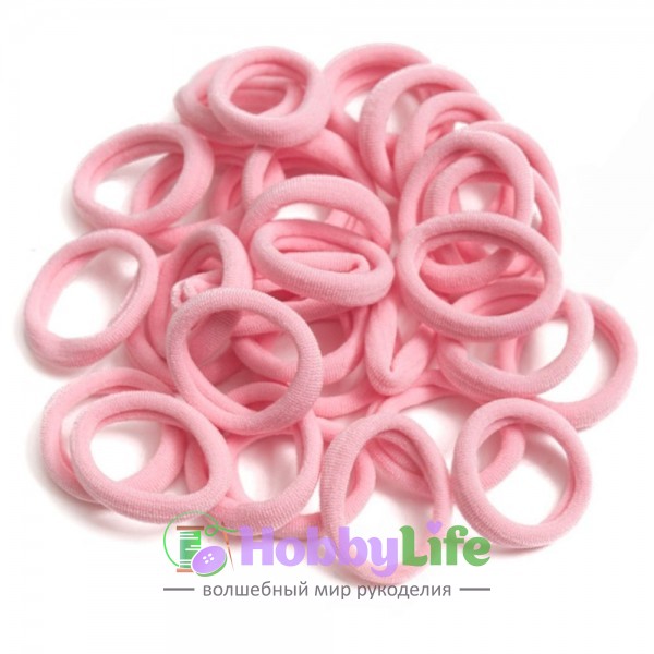 Резинки бесшовные для волос 3 см (10 шт), светло-розовый №2