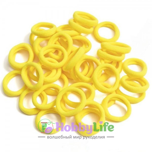 Резинки бесшовные для волос 3 см (10 шт), желтый №25