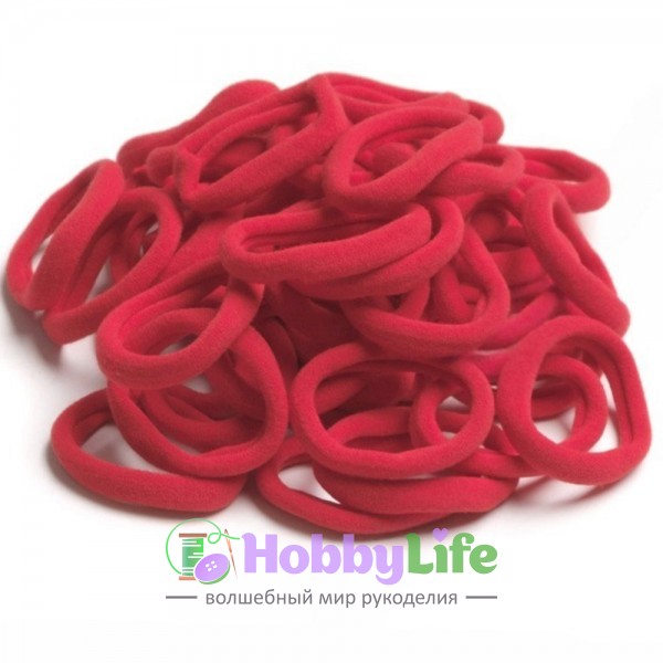 Резинки бесшовные для волос 4 см (10 шт), красный №22
