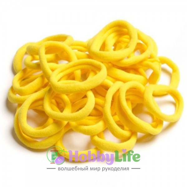 Резинки бесшовные для волос 4 см (10 шт), желтый №25