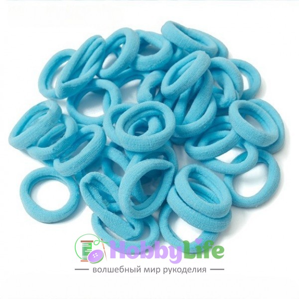 Резинки бесшовные для волос 4 см (10 шт), голубой №26