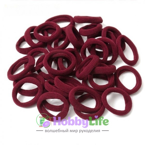 Резинки бесшовные для волос 4 см (10 шт), бордовый №10