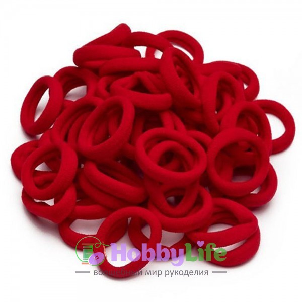 Резинки бесшовные для волос "Premium" 3 см (10 шт), красный №8009