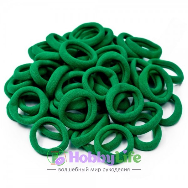Резинки бесшовные для волос "Premium" 3 см (10 шт), зеленый №8026