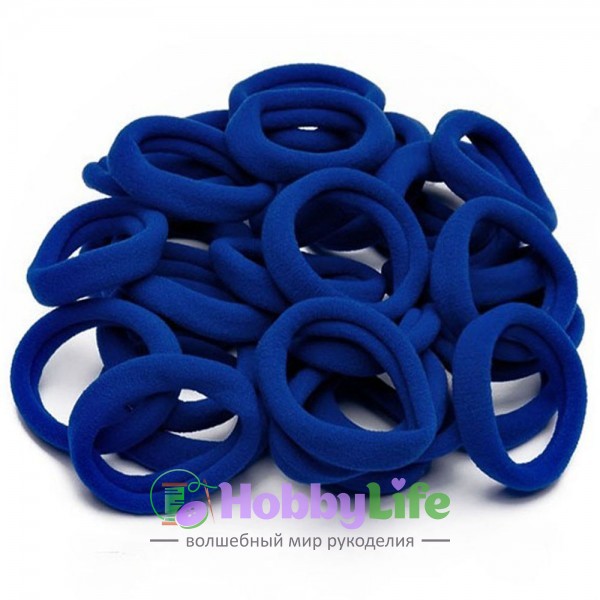 Резинки бесшовные для волос "Premium" 4 см (10 шт), синий №8006