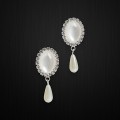 Серединка ювелирная с подвеской 1,8 см*2,5 см (1 шт), серебро/молочный №1