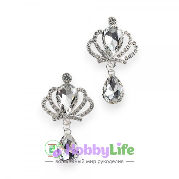 Серединка ювелирная с подвеской 3,1 см*5,5 см (1 шт), серебро/серебро №9
