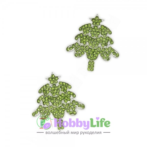 Серединка ювелирная "Ёлочка" 3*3,3 см (1 шт), зеленый