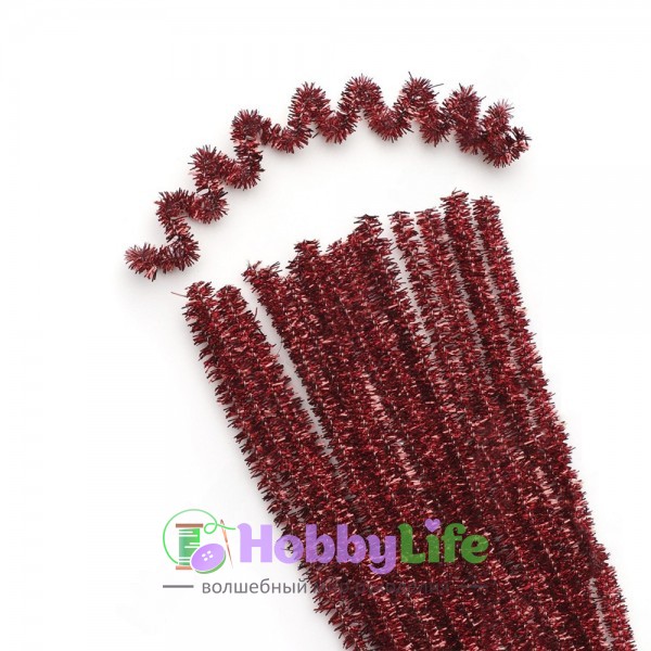 Синельная проволока металлик 30 см, красный (1 шт)