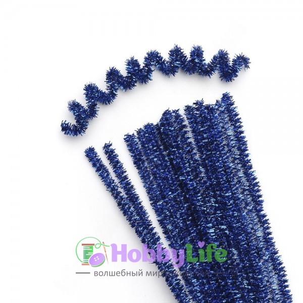 Синельная проволока металлик 30 см, синий (1 шт)