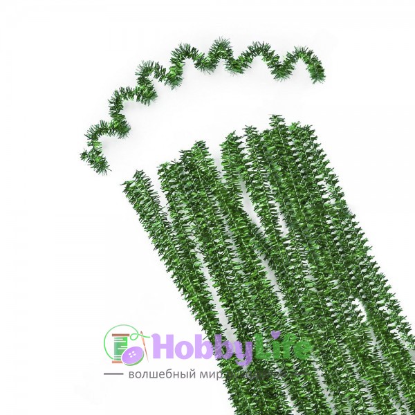 Синельная проволока металлик 30 см, зеленый (1 шт)