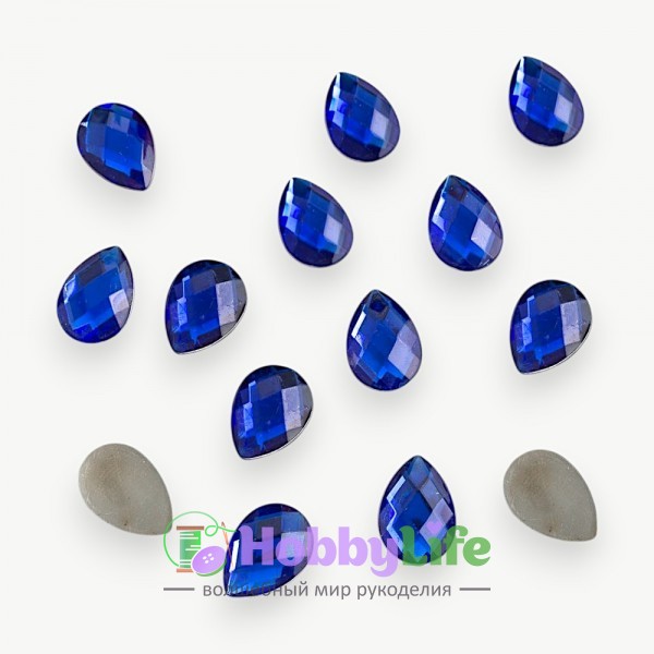 Стразы граненые 13*18 мм, капля (1 шт), синий