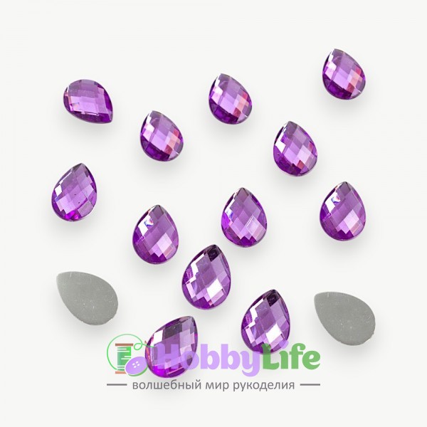 Стразы граненые 13*18 мм, капля (1 шт), фиолетовый