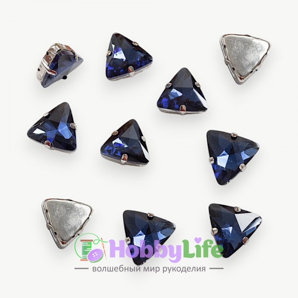Стразы пришивные 18 мм "Треугольник" (1 шт), темно-синий