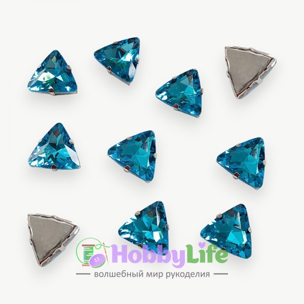 Стразы пришивные 18 мм "Треугольник" (1 шт), голубой