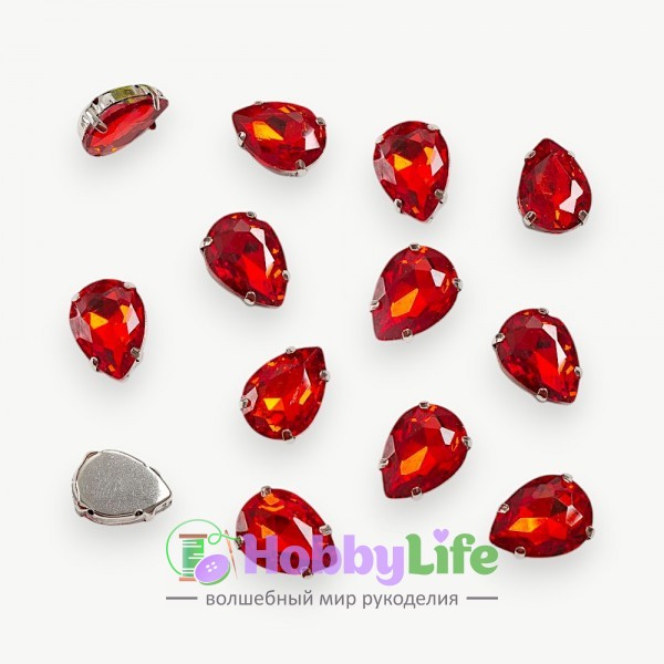 Стразы пришивные 18 мм "Капелька" (1 шт), бордовый