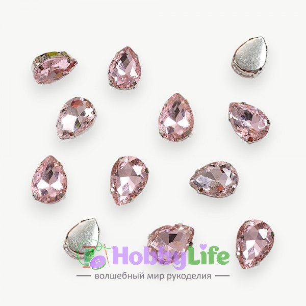 Стразы пришивные 18 мм "Капелька" (1 шт), светло-розовый