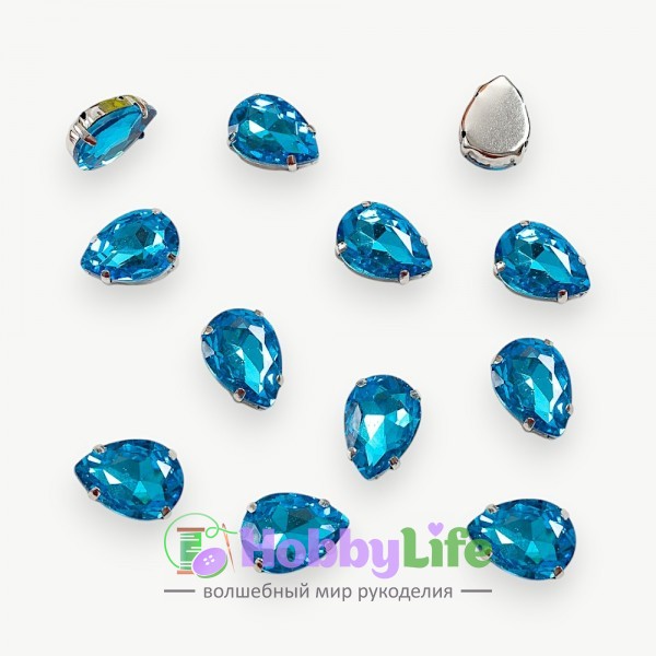 Стразы пришивные 18 мм "Капелька" (1 шт), голубой