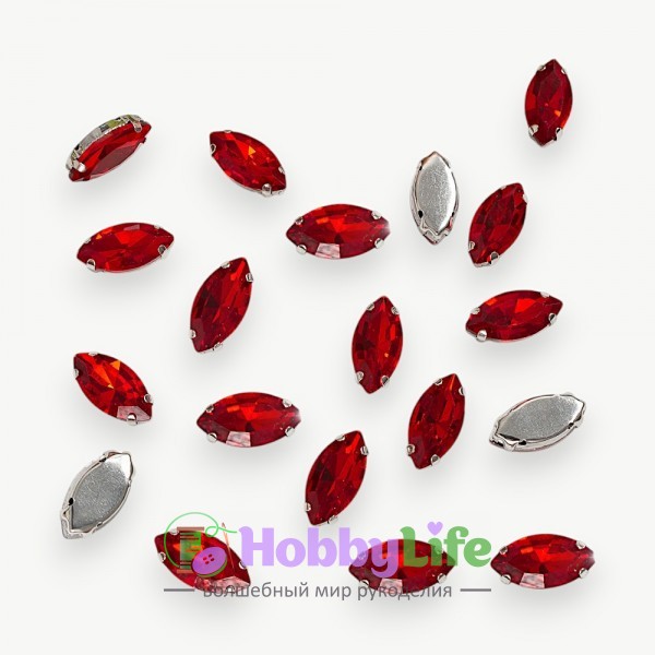 Стразы пришивные 18 мм "Овал заостренный" (1 шт), бордовый