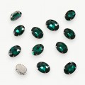 Стразы пришивные 18 мм "Овал" (1 шт), изумрудный