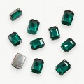 Стразы пришивные 18 мм "Прямоугольник" (1 шт), изумрудный