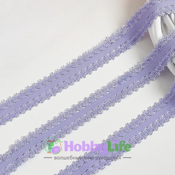 Тесьма-резинка с кружевом 2 см (1 м), фиолетовый
