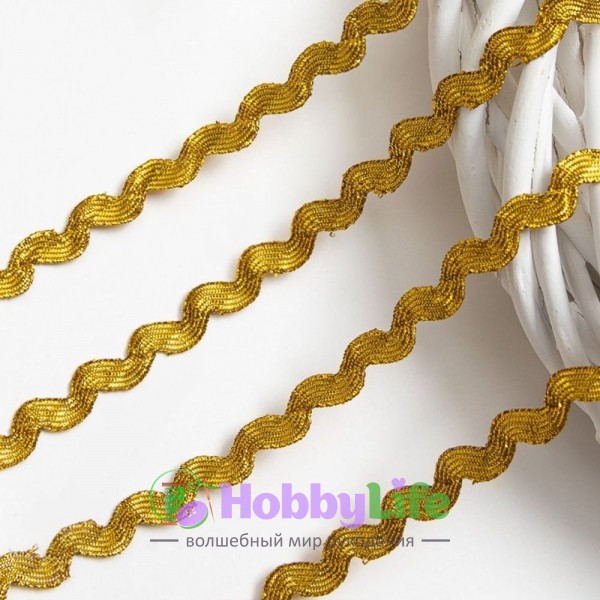 Тесьма "Вьюнок" 0,5 см (1 м), золотой