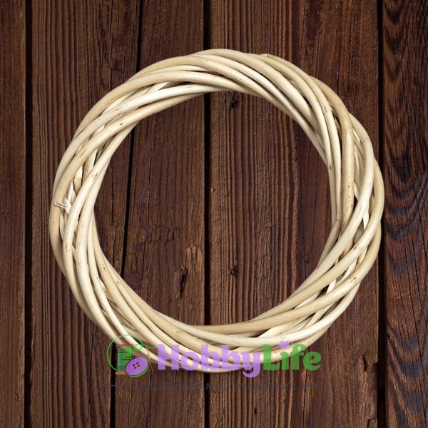 Венок для декора из лозы 20 см (1 шт), натуральный