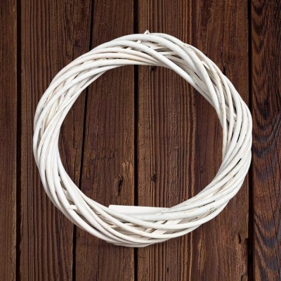 Венок для декора из лозы 20 см (1 шт), белый