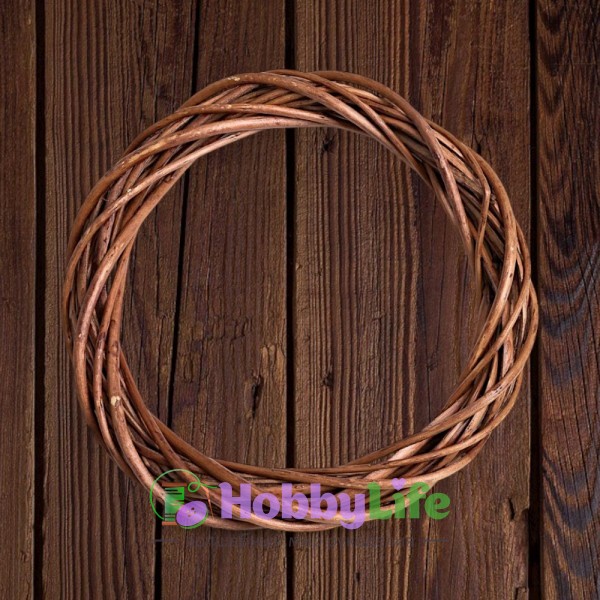 Венок для декора из лозы 20 см (1 шт), коричневый