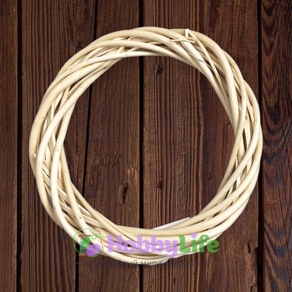 Венок для декора из лозы 25 см (1 шт), натуральный