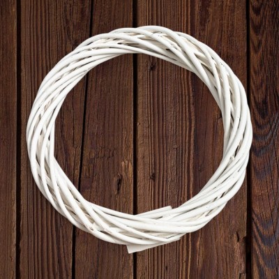 Венок для декора из лозы 25 см (1 шт), белый
