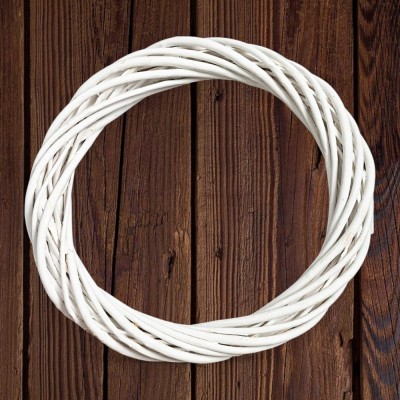 Венок для декора из лозы 30 см (1 шт), белый