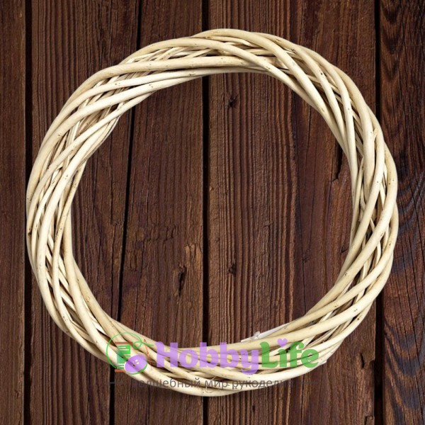 Венок для декора из лозы 30 см (1 шт), натуральный