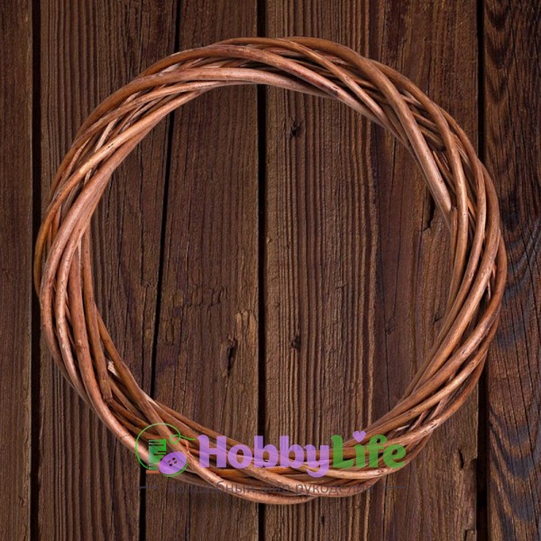 Венок для декора из лозы 30 см (1 шт), коричневый