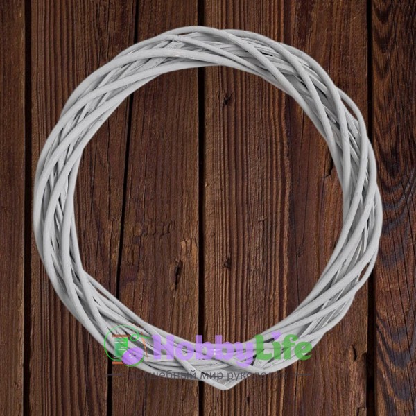 Венок для декора из лозы 30 см (1 шт), серый