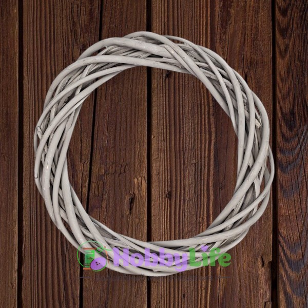 Венок для декора из лозы 20 см (1 шт), серый