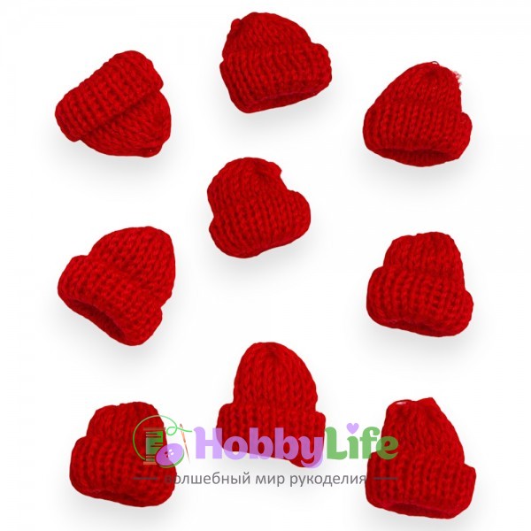 Фурнитура "Шапочка" 3,5*3,5 см (1 шт), красный